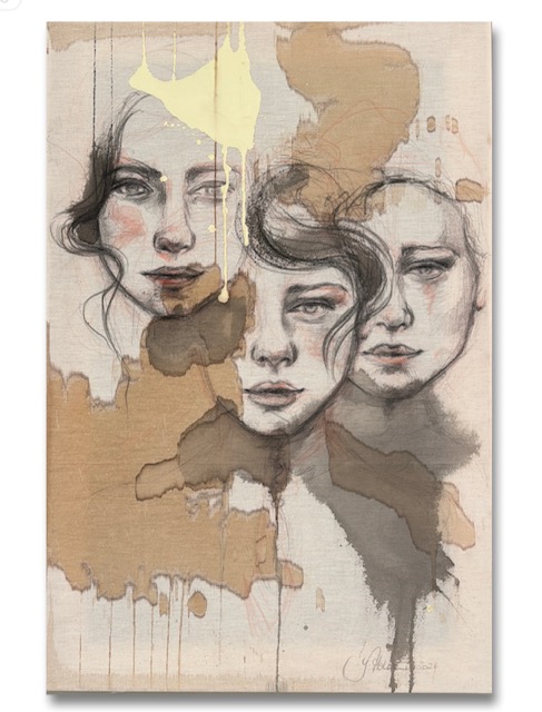 Drei Schwestern – Mixed Media Porträt